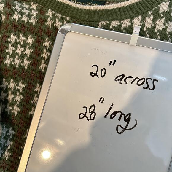 VINTAGE Dana Scott Sweater Womens Small Green Brown Patchwork Knit Made USA 90s - Picture 8 of 8